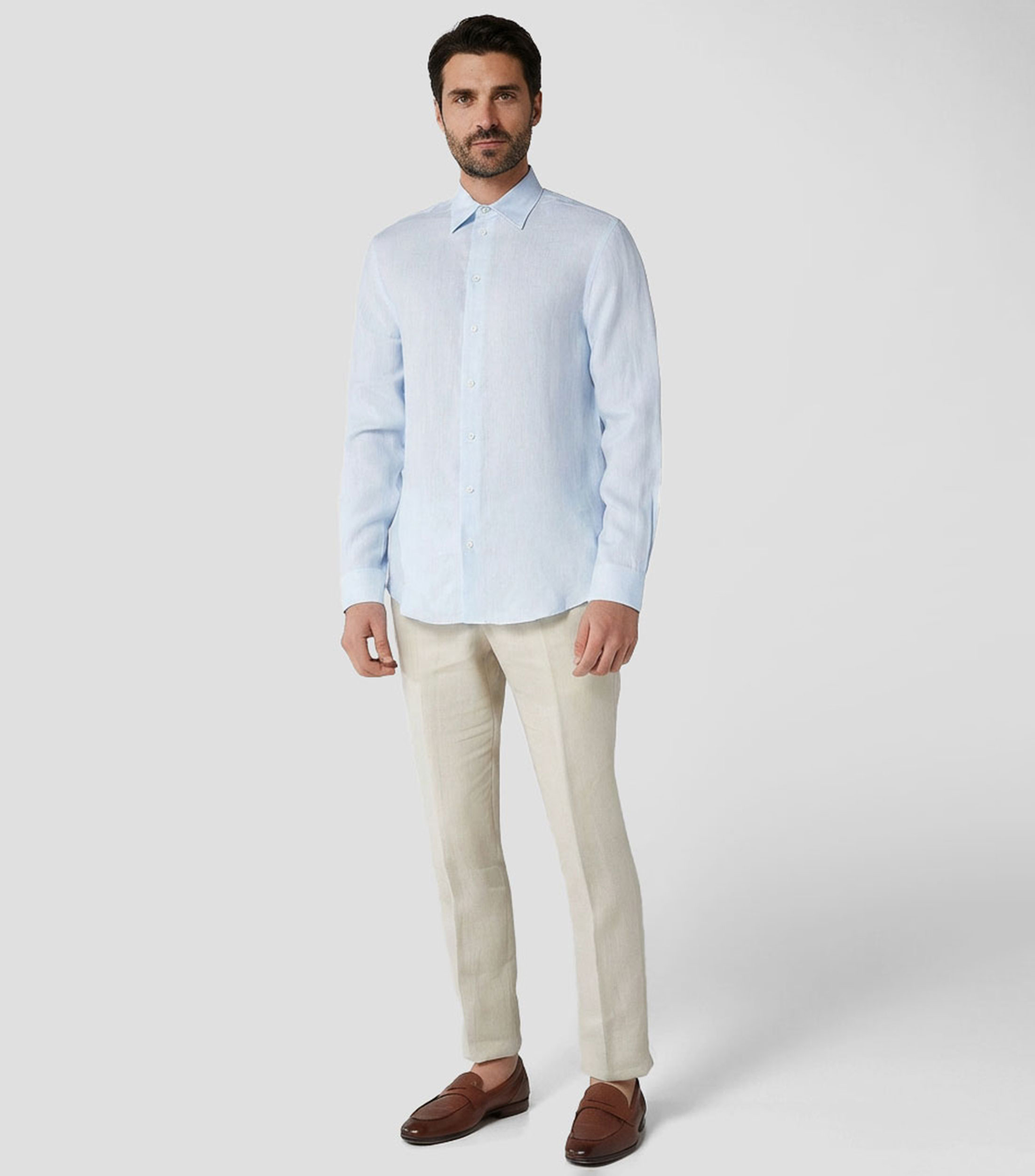 Camisa de lino con manga larga Hombre